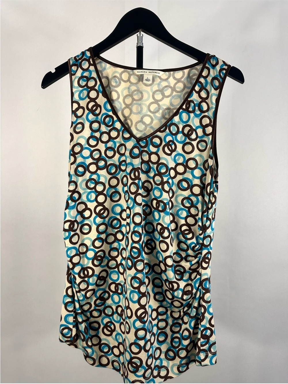Banana Republic Cream Tank Top with Blue & Brown Ring Print